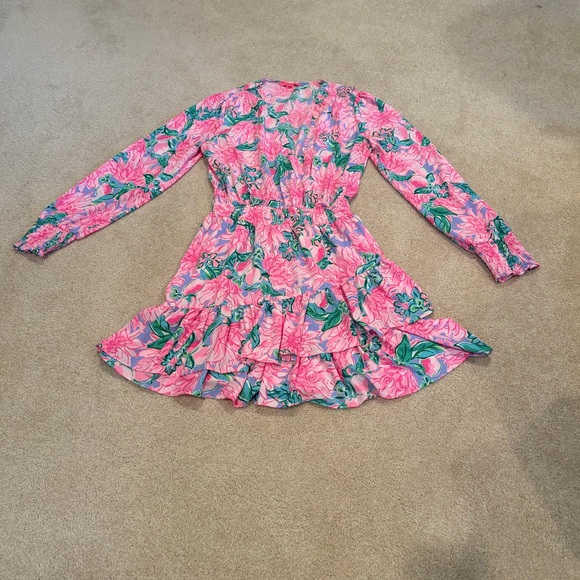 Lilly Pulitzer Pink and Green Floral Long Sleeve Dress - Picture 3 of 4